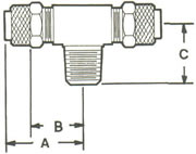 272PF Male Branch Tee, Tube to MPT to Tube Fittings