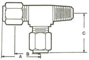 971A Male Run Tee, Tube to MPT to Tube Fittings