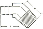 HE1-45 Elbow, 45º Hose to MPT Fittings